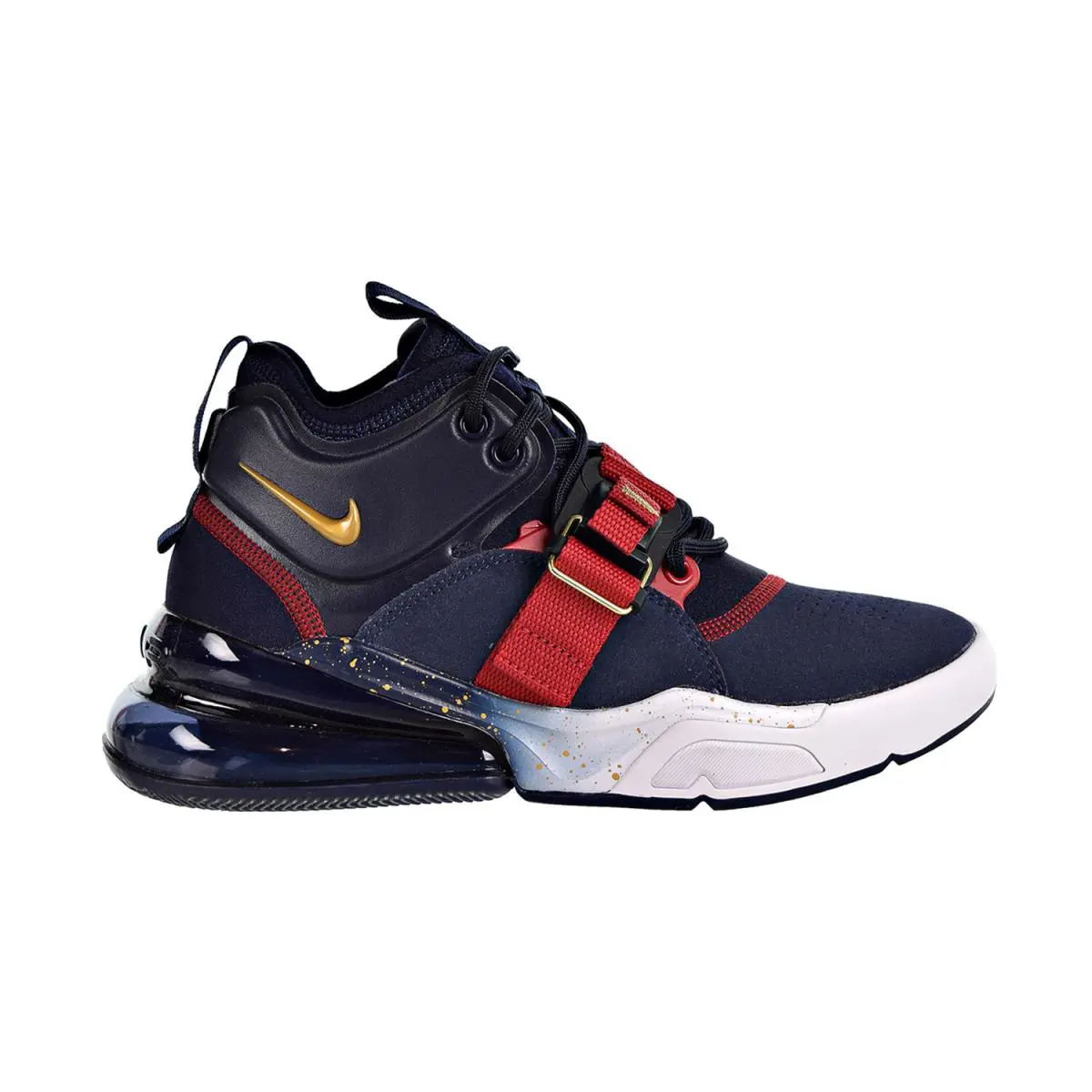 Nike Air Force 270 Big Kids Shoes Obsidian-metallic Gold-gym Red AJ8208-400 - Obsidian/Metallic Gold/Gym Red