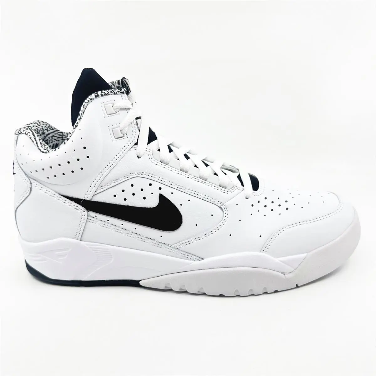 Nike Air Flight Lite Mid White Black Mens Athletic Sneaker - White, Manufacturer: White Black