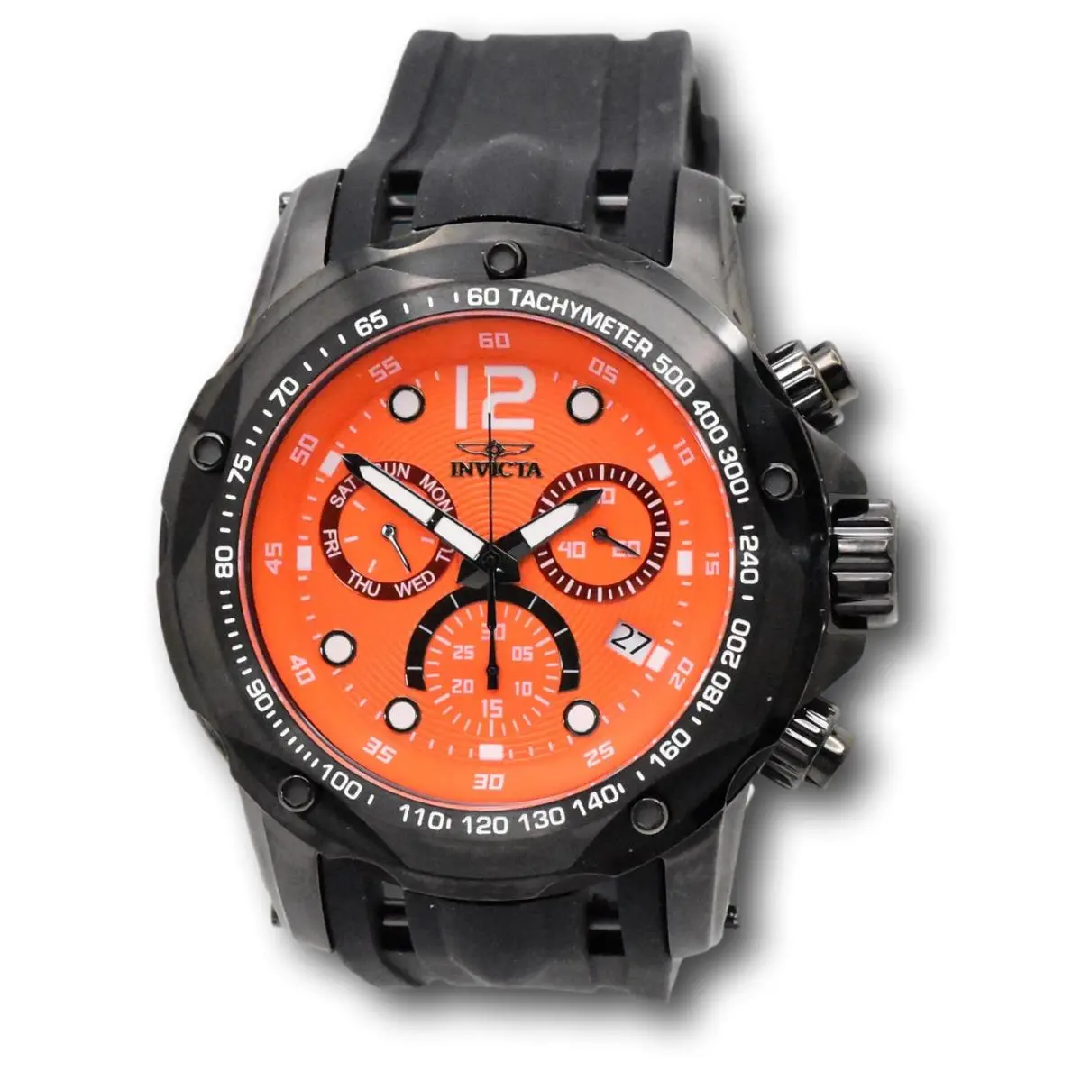 Speedway Men`s 51mm Molten Orange Dial Gunmetal Swiss Chrono Watch 48909 by Invicta