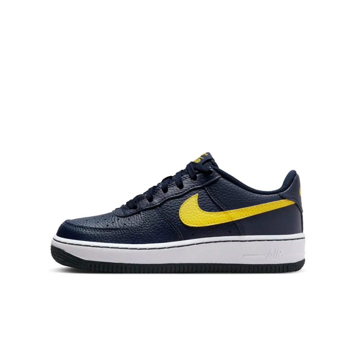 DV7762-400 Grade School Nike Air Force 1 GS - Obsidian/Opti Yellow-White