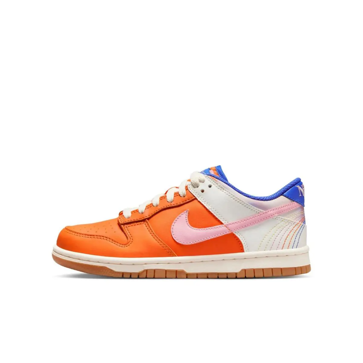 FN0600-801 Grade School Nike Dunk Low SE `everything You Need` GS - Safety Orange/Medium Soft Pink/Sail/Blue Joy