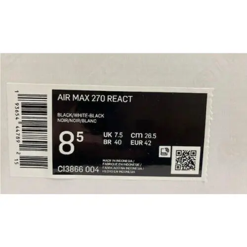 Nike shoes - Nike Air Max 270 React - CI3866-004 - Black/ White 4