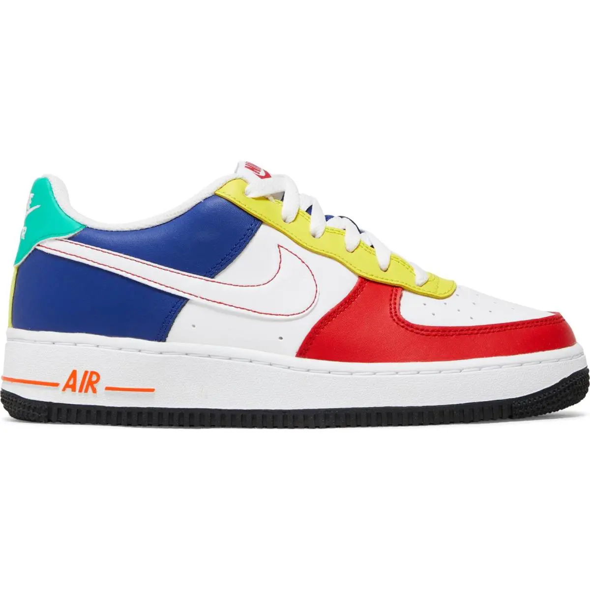 FN6980-657 Grade School Nike Air Force 1 Low `07 LV8 `rubik`s Cube GS ` - University Red/Deep Royal Blue/Opti Yellow/White