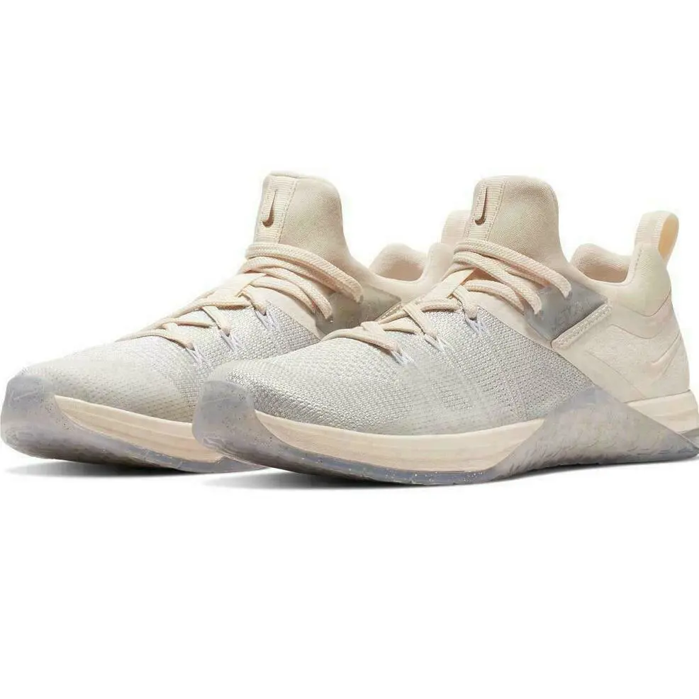 Womens Nike Metcon Flyknit 3 Silver Pink Metallic Training Athletic Running Shoe - Silver