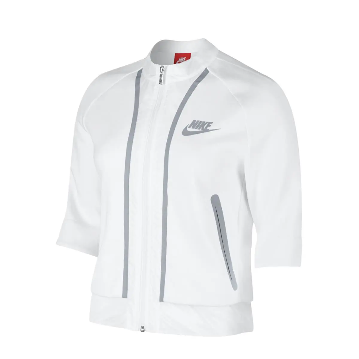 Nike Tech Fleece Splatter Crop Zip Women`s Jacket White-grey 803012-100 - White-Grey