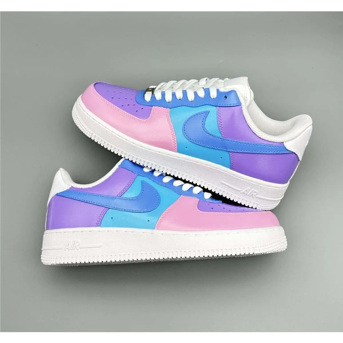 Nike Air Force 1 Custom White Shoes `purple Pink Blue Cotton Candy` Mens Womens Kids