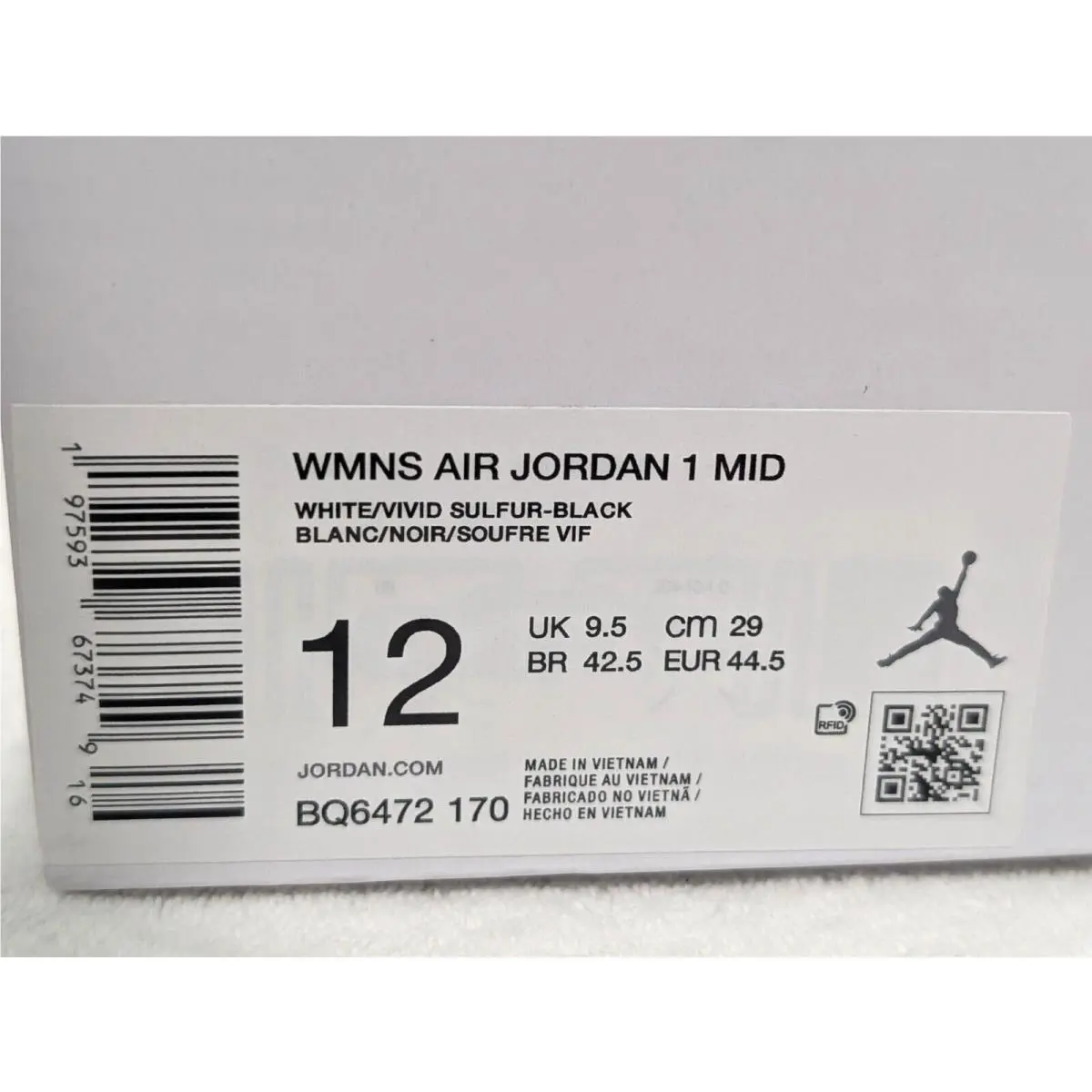 Nike shoes - Air Jordan 1 Mid - Air Mid - BQ6472-170 - White/Vivid Sulfur/Black 10