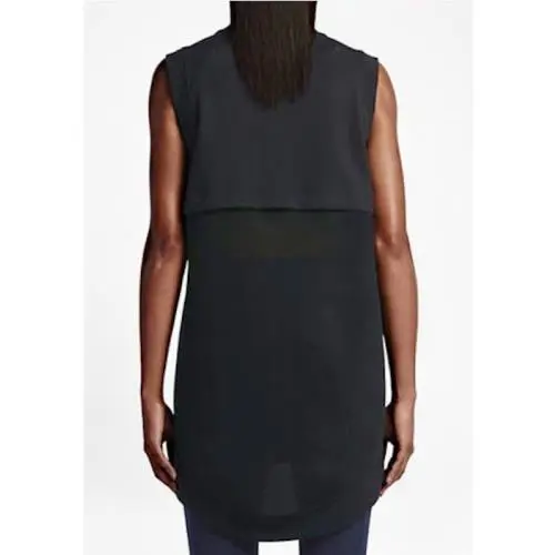Nike clothing - NIKE Tech Fleece Cocoon Black F/Z Mesh Back Jacket Long Vest - 725846 - Black 0