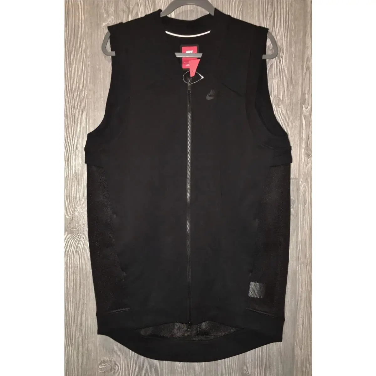 Nike clothing - NIKE Tech Fleece Cocoon Black F/Z Mesh Back Jacket Long Vest - 725846 - Black 2