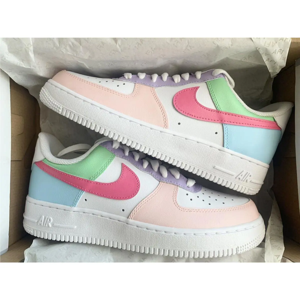 Nike Air Force 1 Custom Easter Pastel Pink Purple Blue Green Shoes Mens Womens
