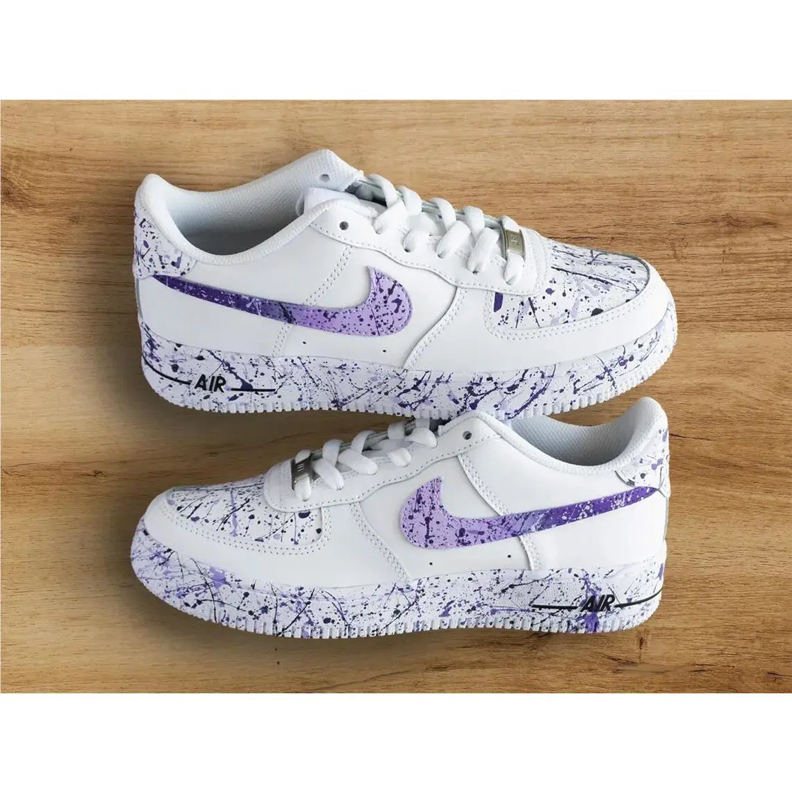 Nike Air Force 1 Custom Shoes Violet Purple Lilac Supernova Splatter Mens Womens