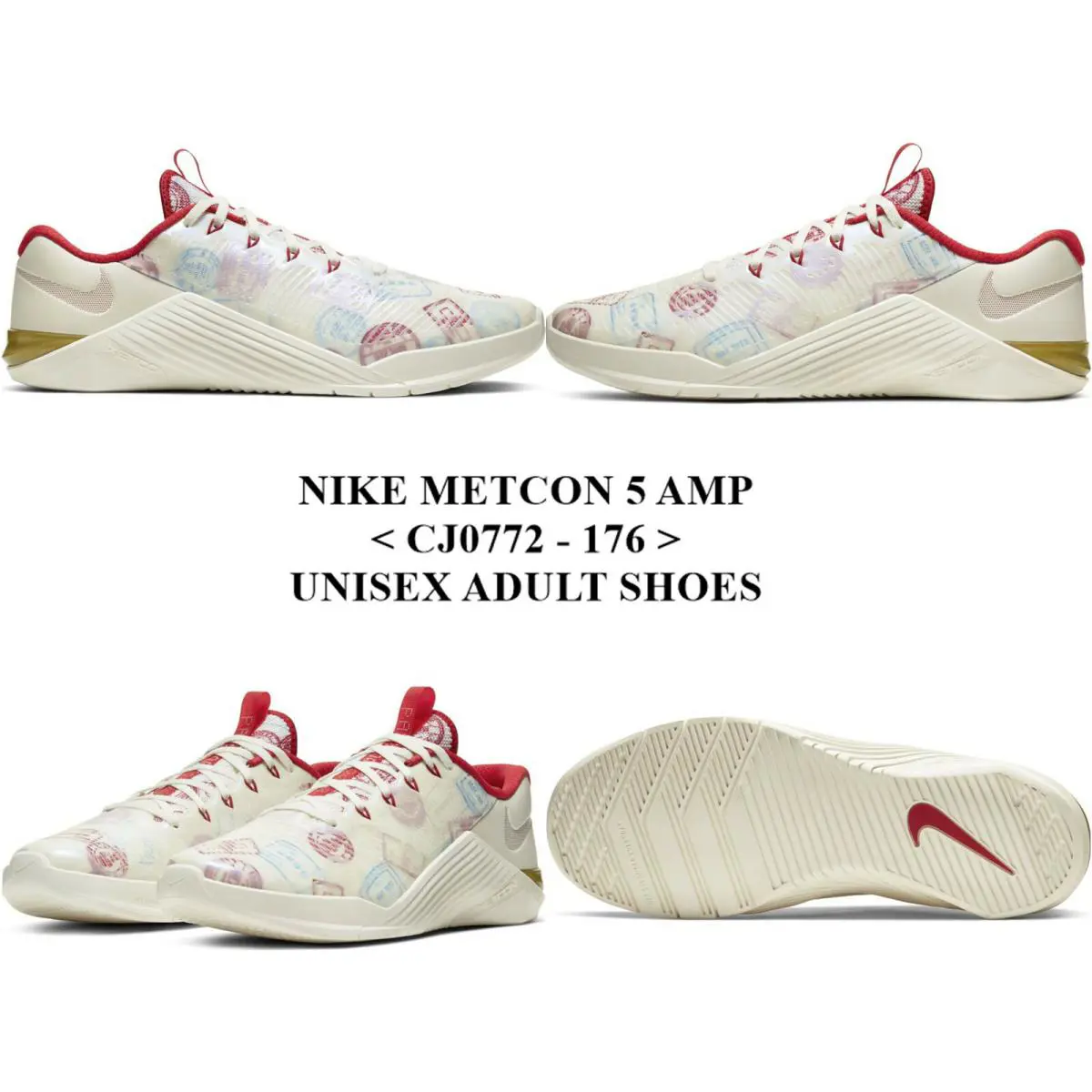 Nike shoes - Nike Metcon 5 AMP - Metcon AMP - CJ0772 - SAIL/METALLIC GOLD-GYM RED 8