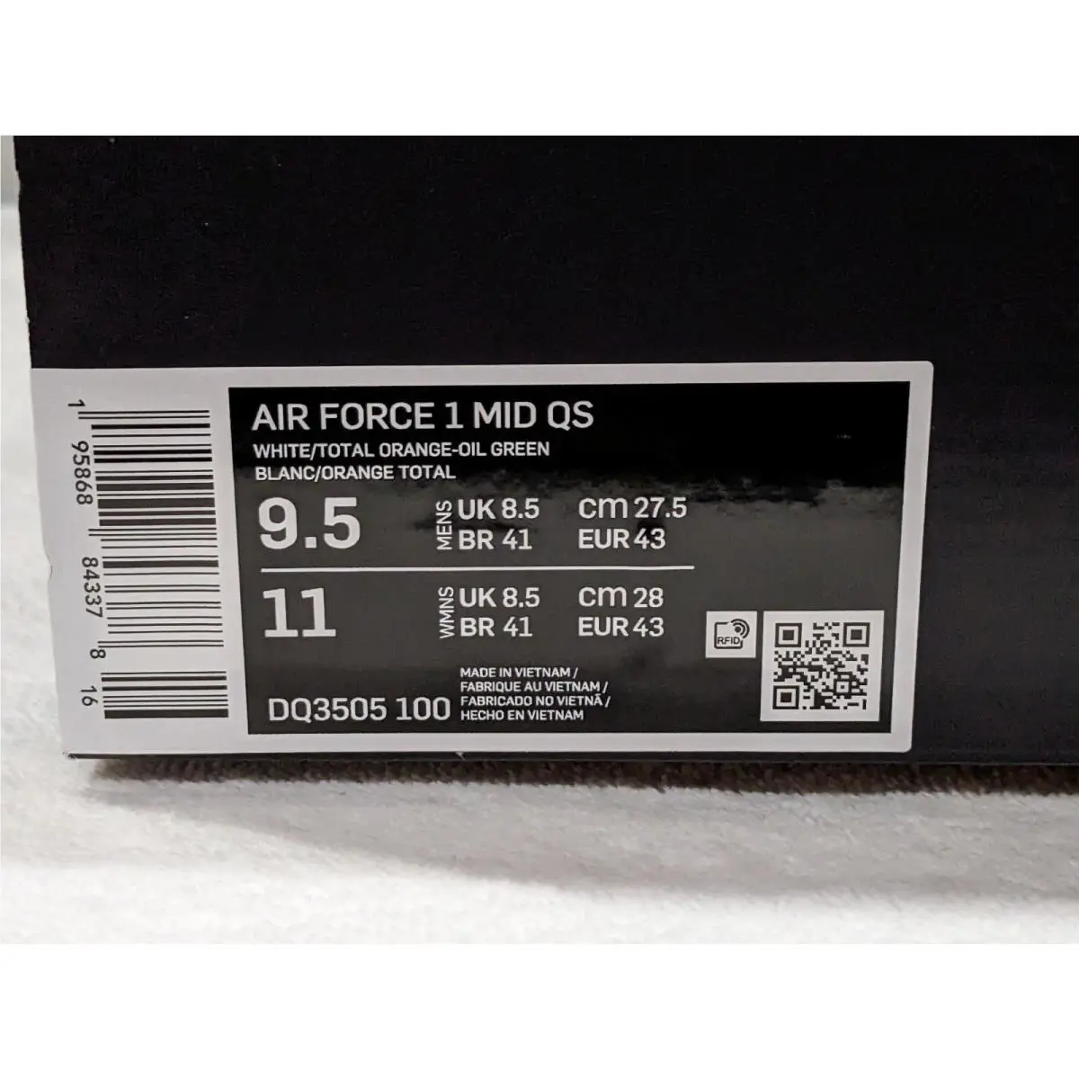Nike shoes - Nike Air Force 1 Mid QS - DQ3505-100 - White/Orange/Green 7
