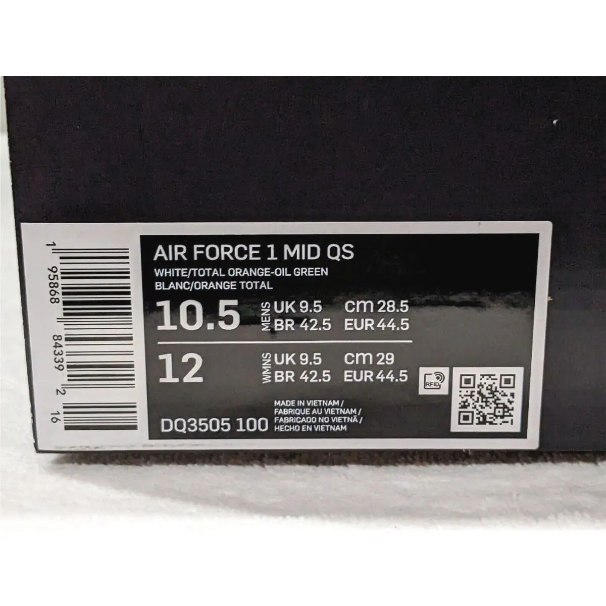 Nike shoes - Nike Air Force 1 Mid QS - DQ3505-100 - White/Orange/Green 7