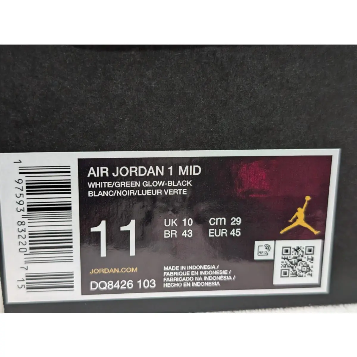 Nike shoes - Air Jordan 1 Mid - Air Mid - DQ8426-103 - White/Bllack/Green Glow 24