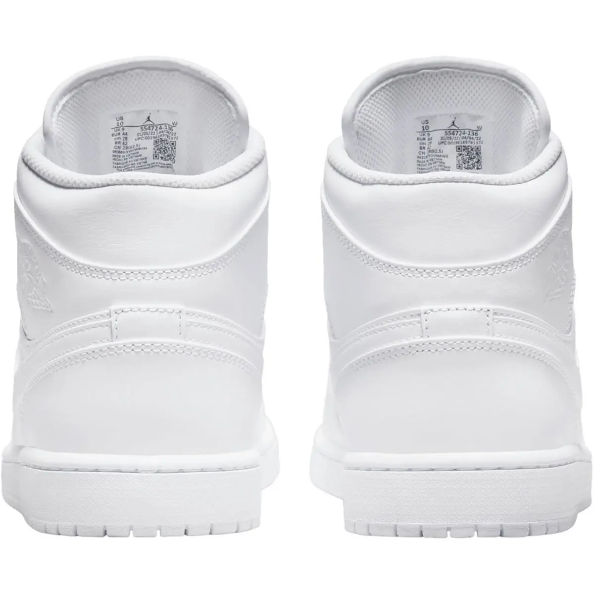 Nike shoes - Nike Air Jordan 1 Mid Retro - White/White/White 1