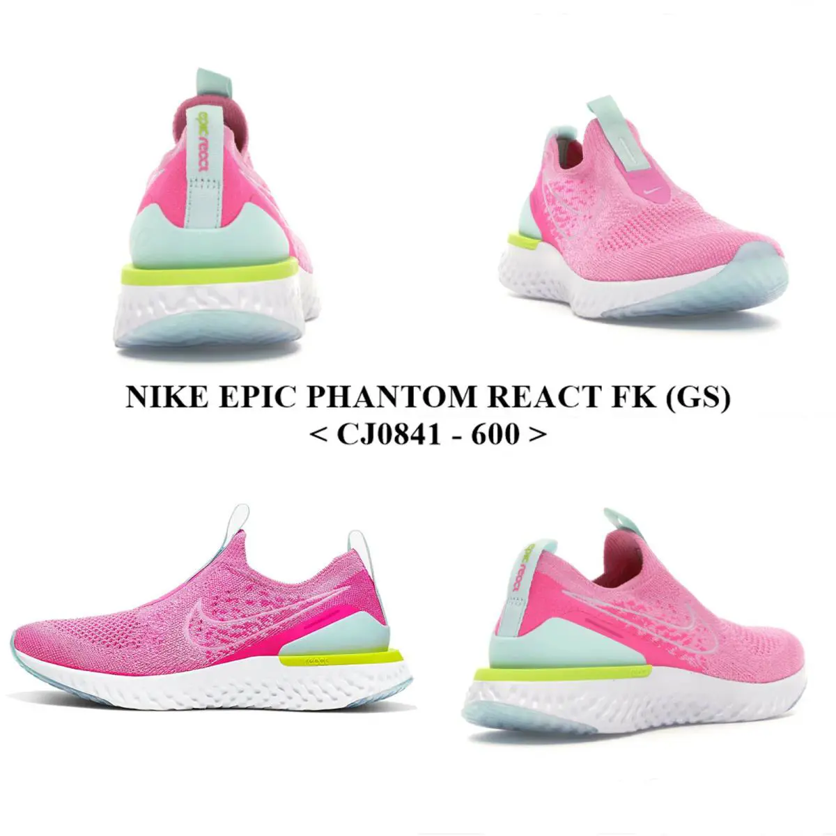 Nike Epic Phantom React FK GS CJ0841 - 600 Women Running/casual Shoe`s Nibox - PSYCHIC PINK/WHITE