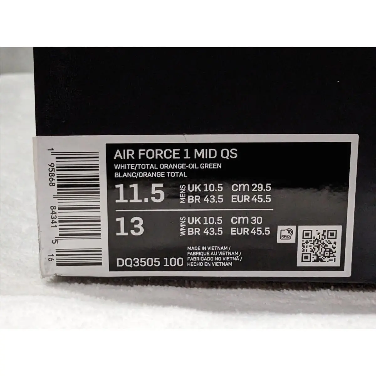 Nike shoes - Nike Air Force 1 Mid QS - DQ3505-100 - White/Orange/Green 7