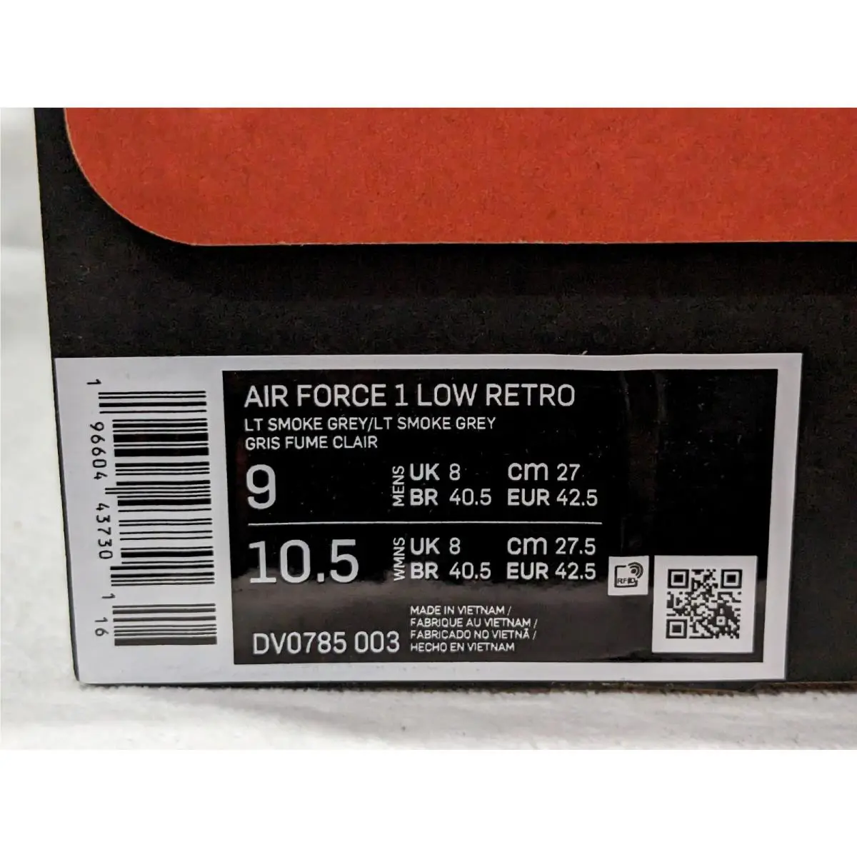 Nike shoes - Nike Air Force 1 Low Retro - DV0785-003 - Light Smoke Grey 9