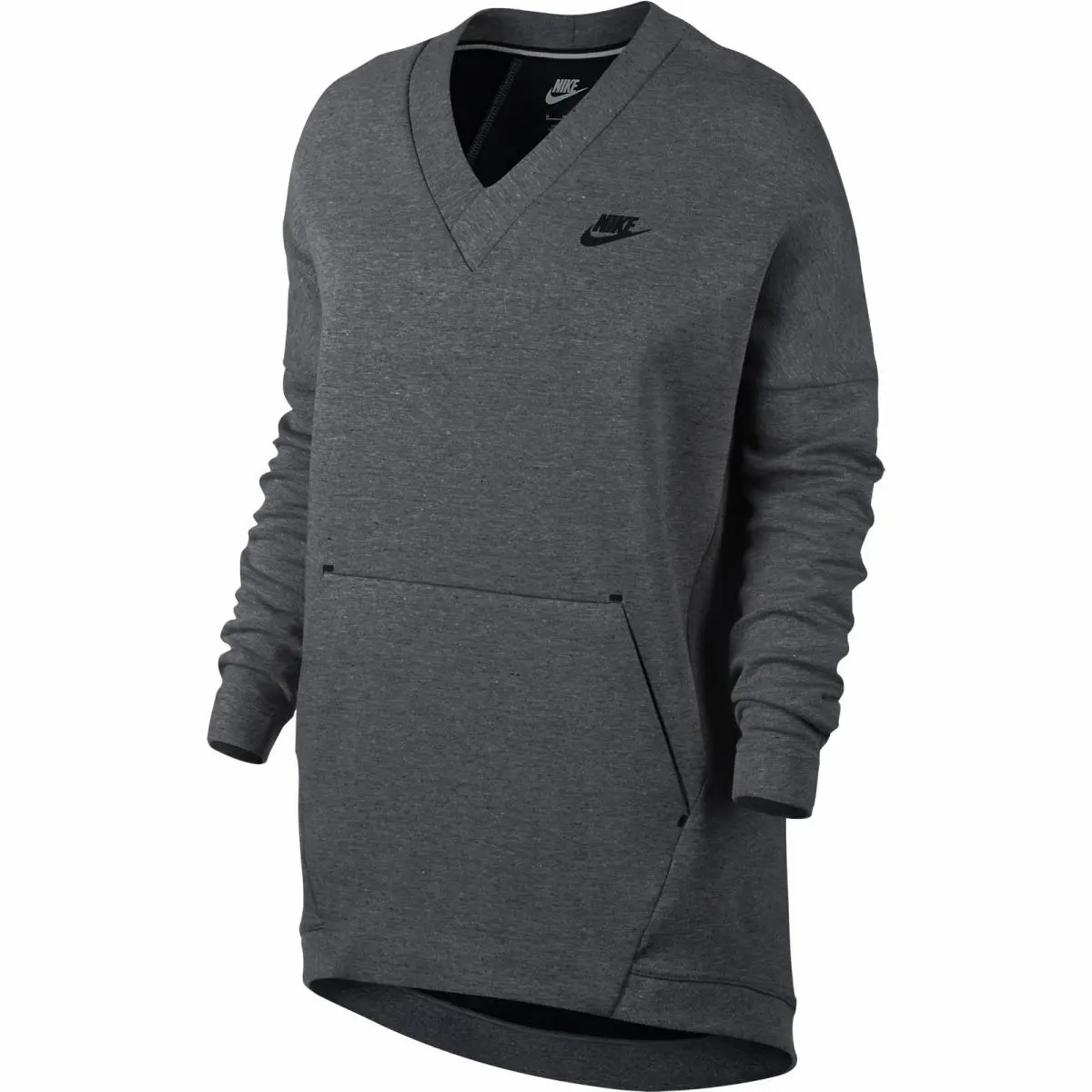 Nike Sportswear Tech Fleece Women`s V-neck Sweatshirt Grey-black 803583-091