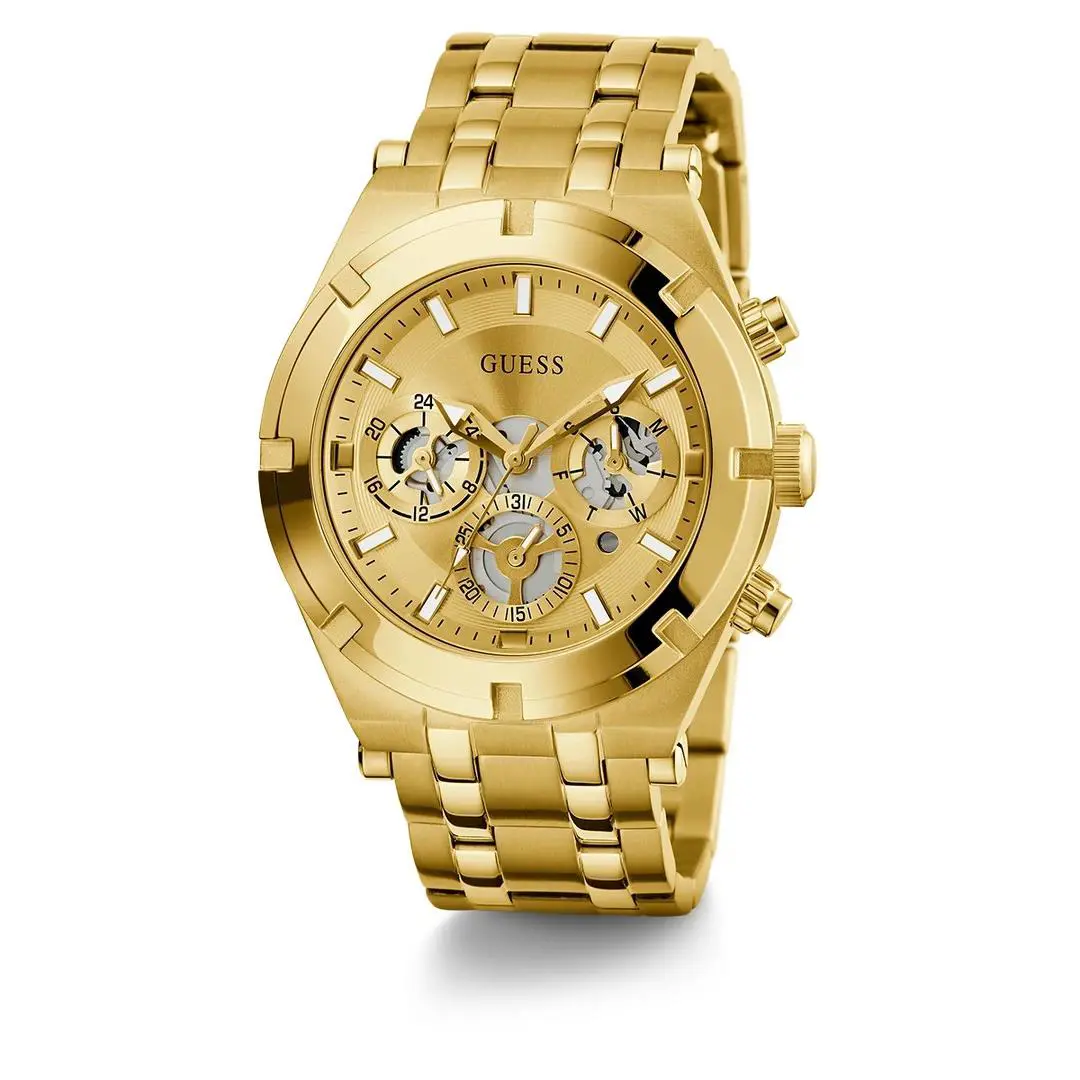 Guess Men`s Continental 44mm Quartz Gold Chrono Watch GW0260G4
