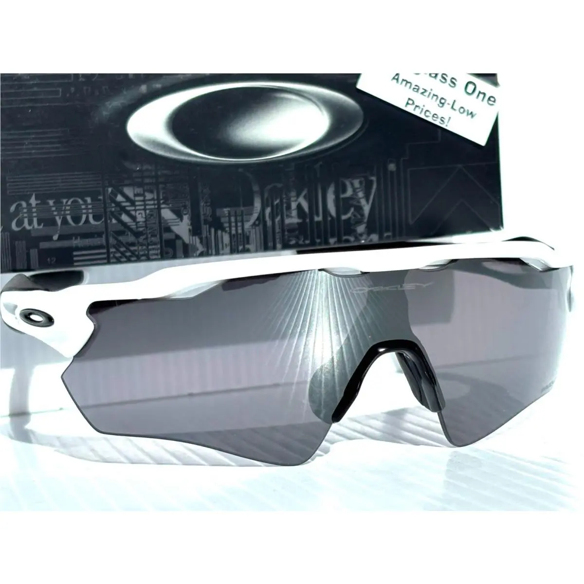 Radar EV Path Shiny White Prizm Polarized Black Sunglass 9208-94 by Oakley