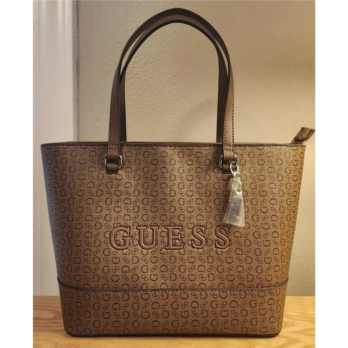 Guess Tote Purse Hand Shoulder Bag Cacao Brown Rodney Medium