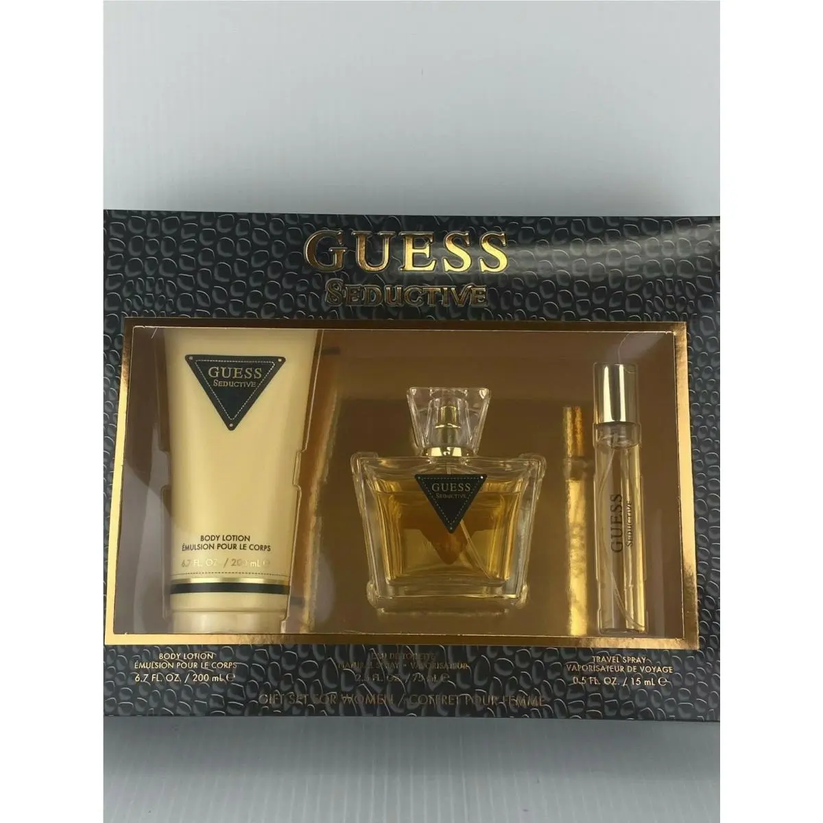 Guess Seductive Women 3pc Set Perfume Spray 2.5 oz Body Lotion 6.7 Mini Spray