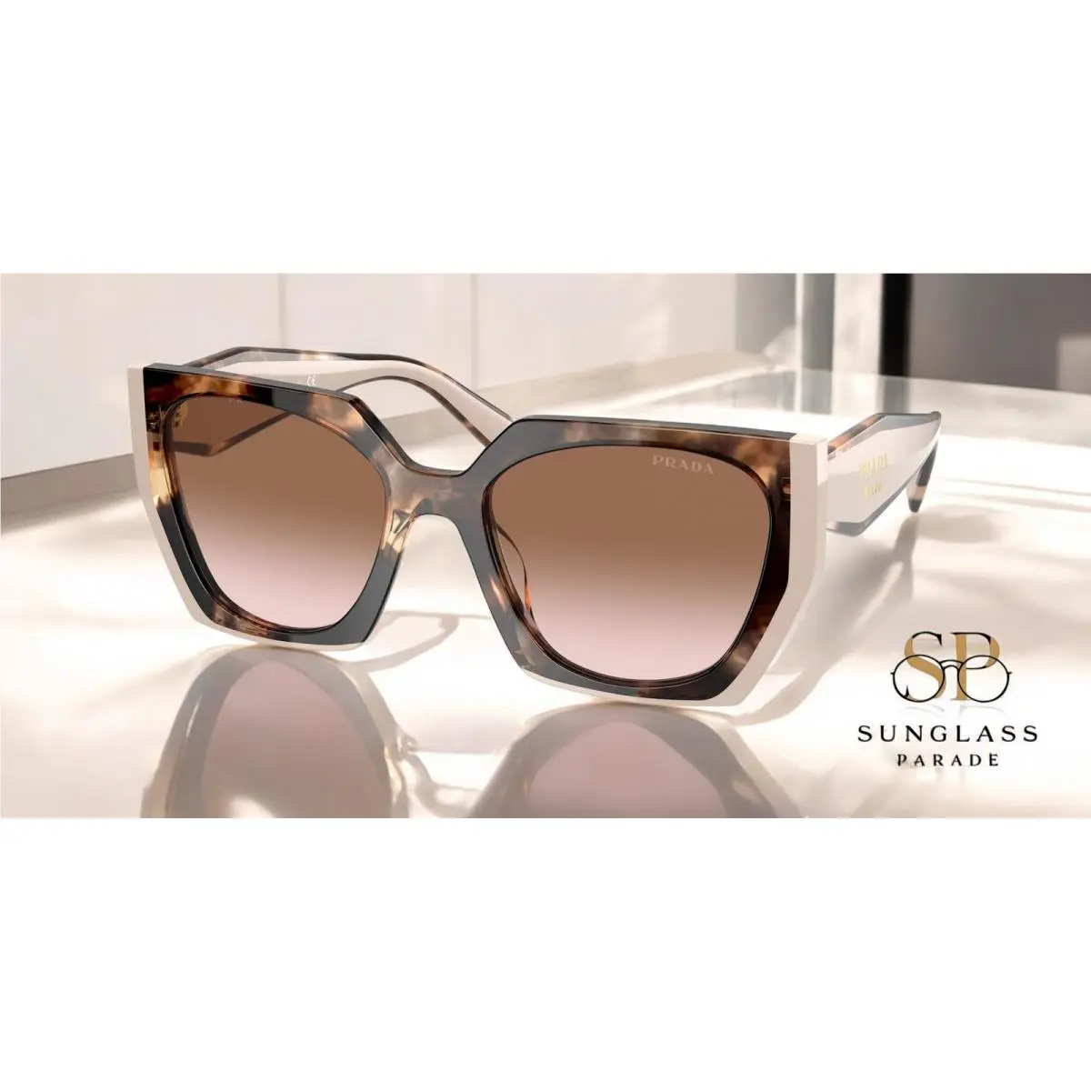 PR 15WS 01R0A6 Tortoise Caramel Powder Brown Grad 54 mm Women`s Sunglasses by Prada
