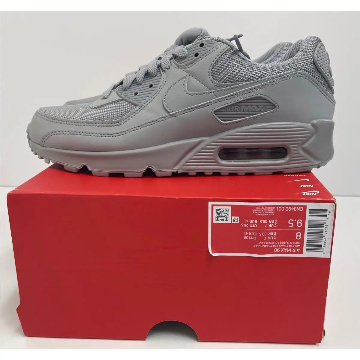 Nike Air Max 90 Triple Wolf Grey Men`s CN8490-001 Mens 8 Womens 9.5