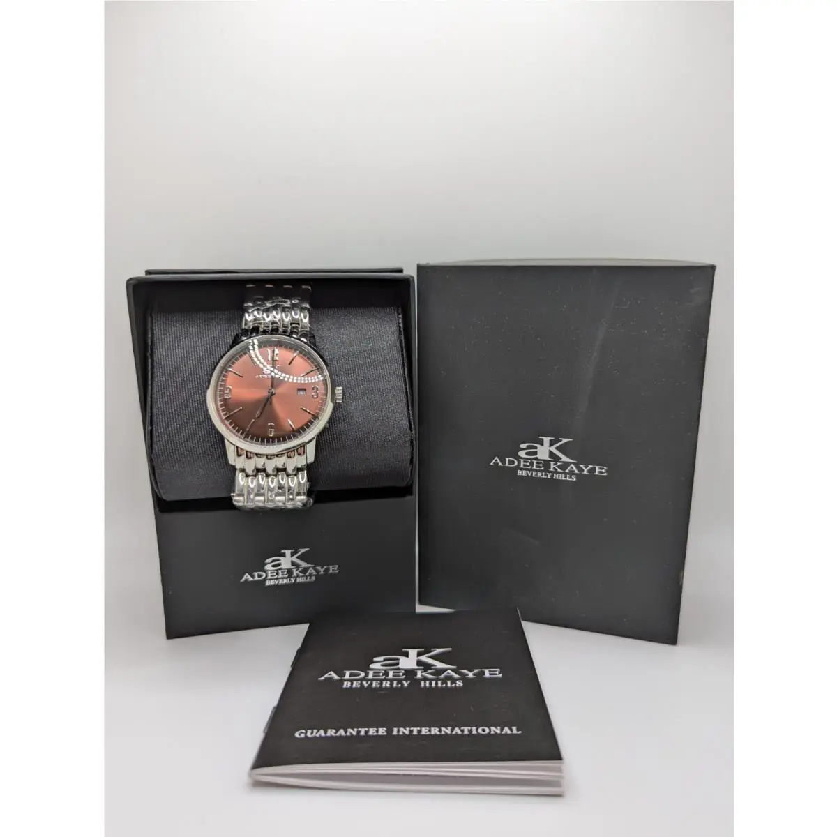 Womens Silver Rose Tone Stainless Steel Quartz Round Wristwatch by Adee Kaye