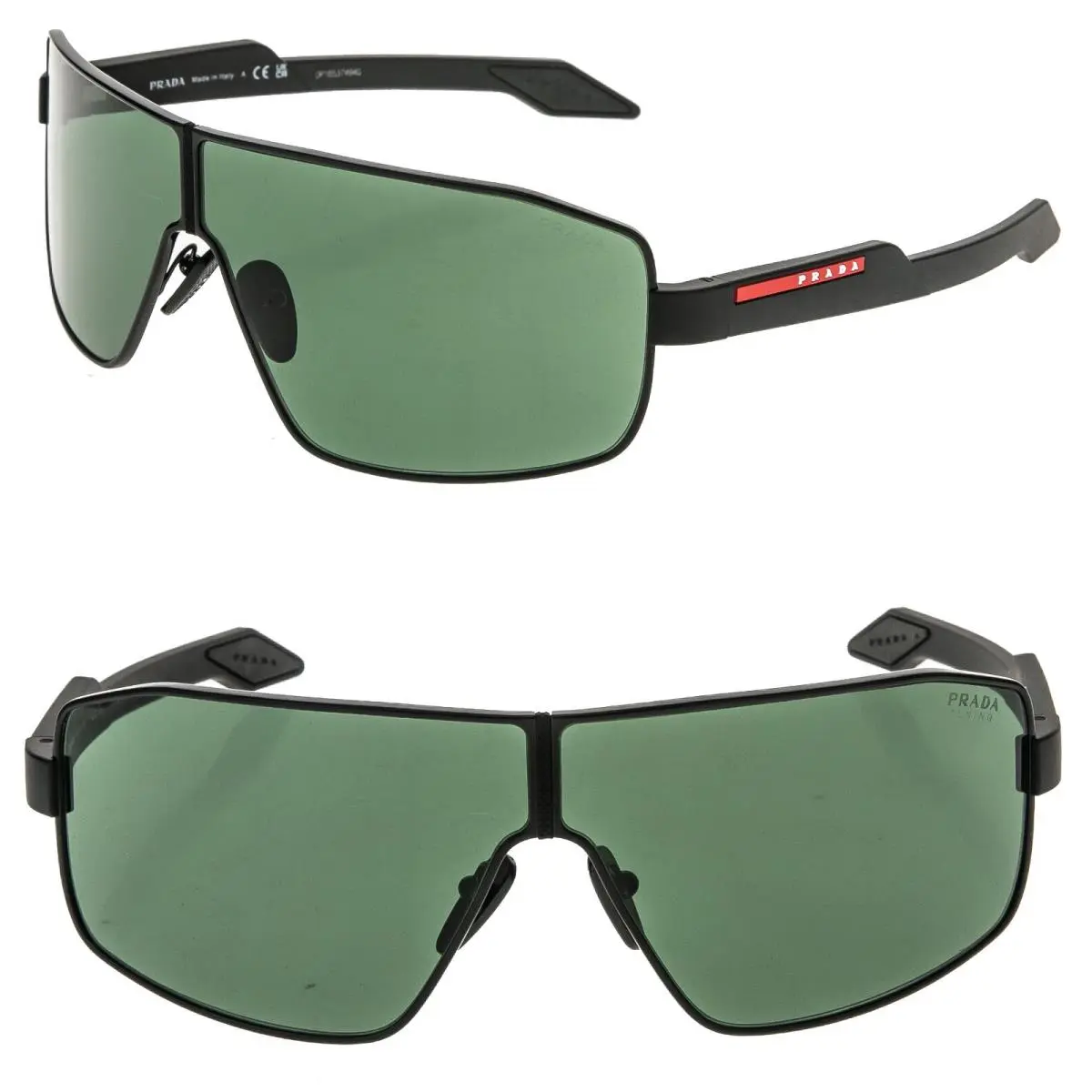 Prada 54Y Tuning Linea Rossa Sport Active Sunglasses Black Green Shield PS54YS