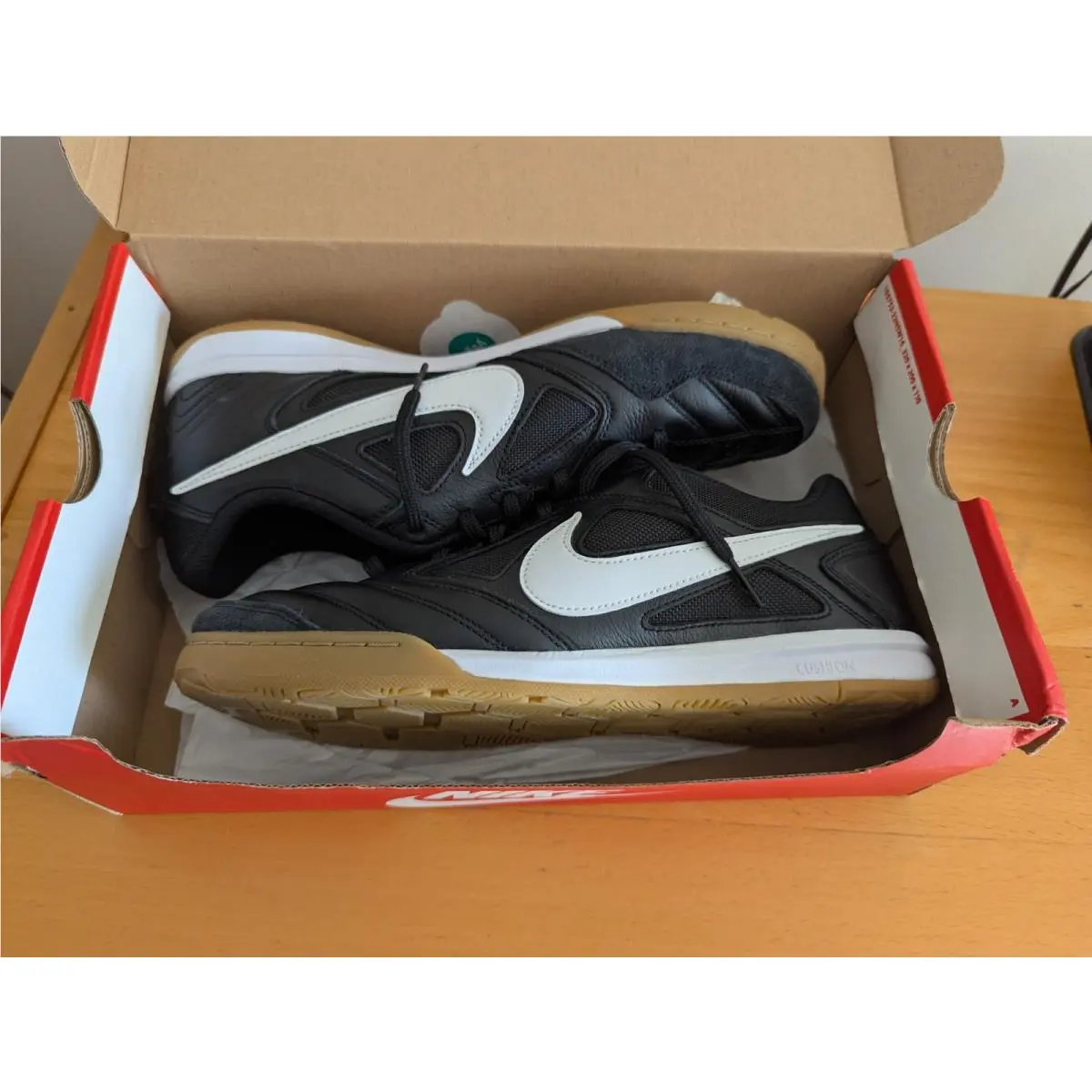 Nike Gato Black White Gum Light Brown Indoor Soccer HQ6019-001 Mens 10.5