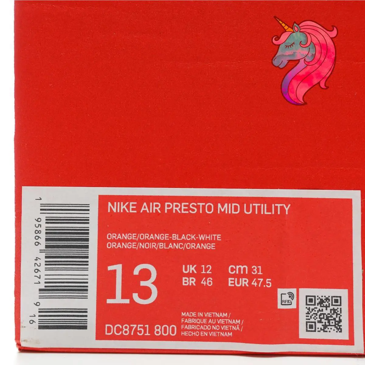 Nike shoes - Nike Air Presto Mid Utility - DC8751-800 - Orange, Black, White 9