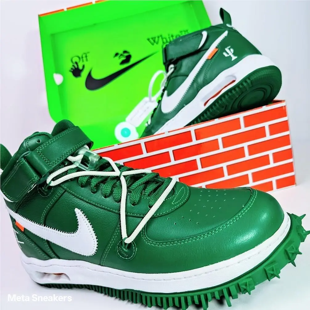 Nike Air Force 1 US 13 Men`s Green White Cactus Retro Off White DR0500 300