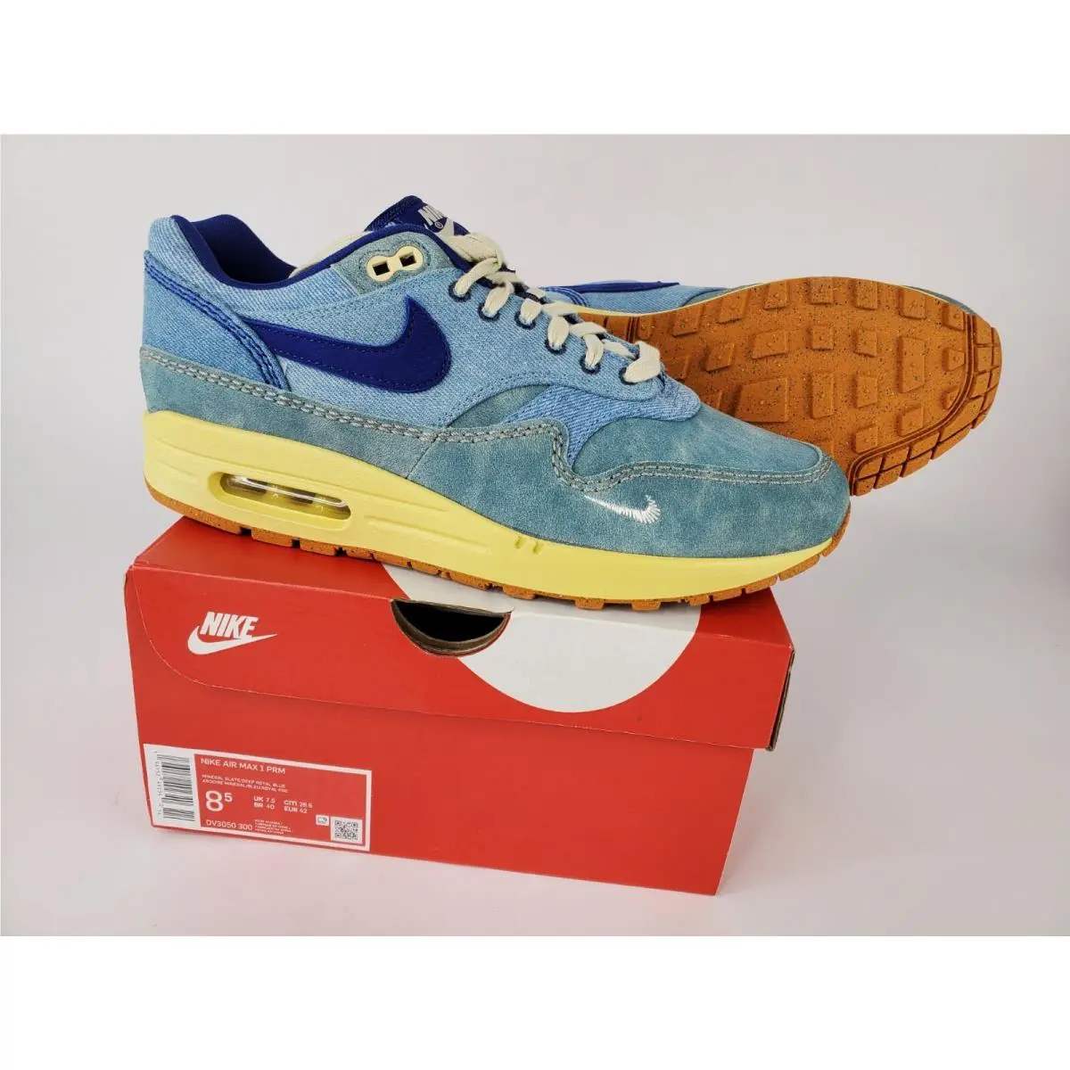 Nike Air Max 1 Prm Dirty Denim DV3050 300 Mineral Slate/deep Royal Blue Size 8.5