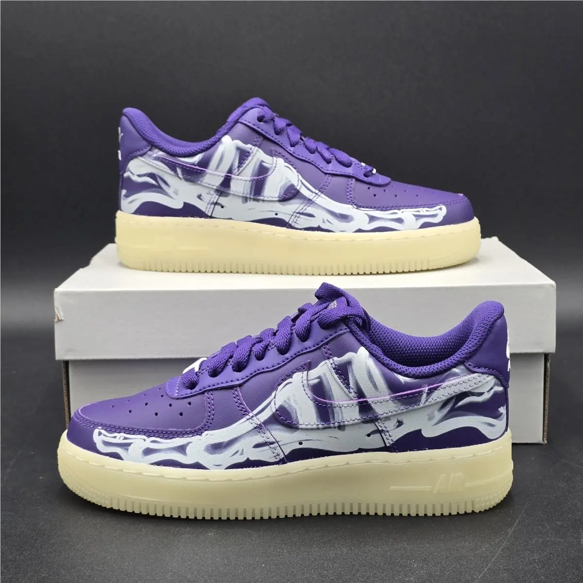 Air Force 1 Low `07 QS Purple Skeleton Halloween CU8067-500 Size 4 by Nike