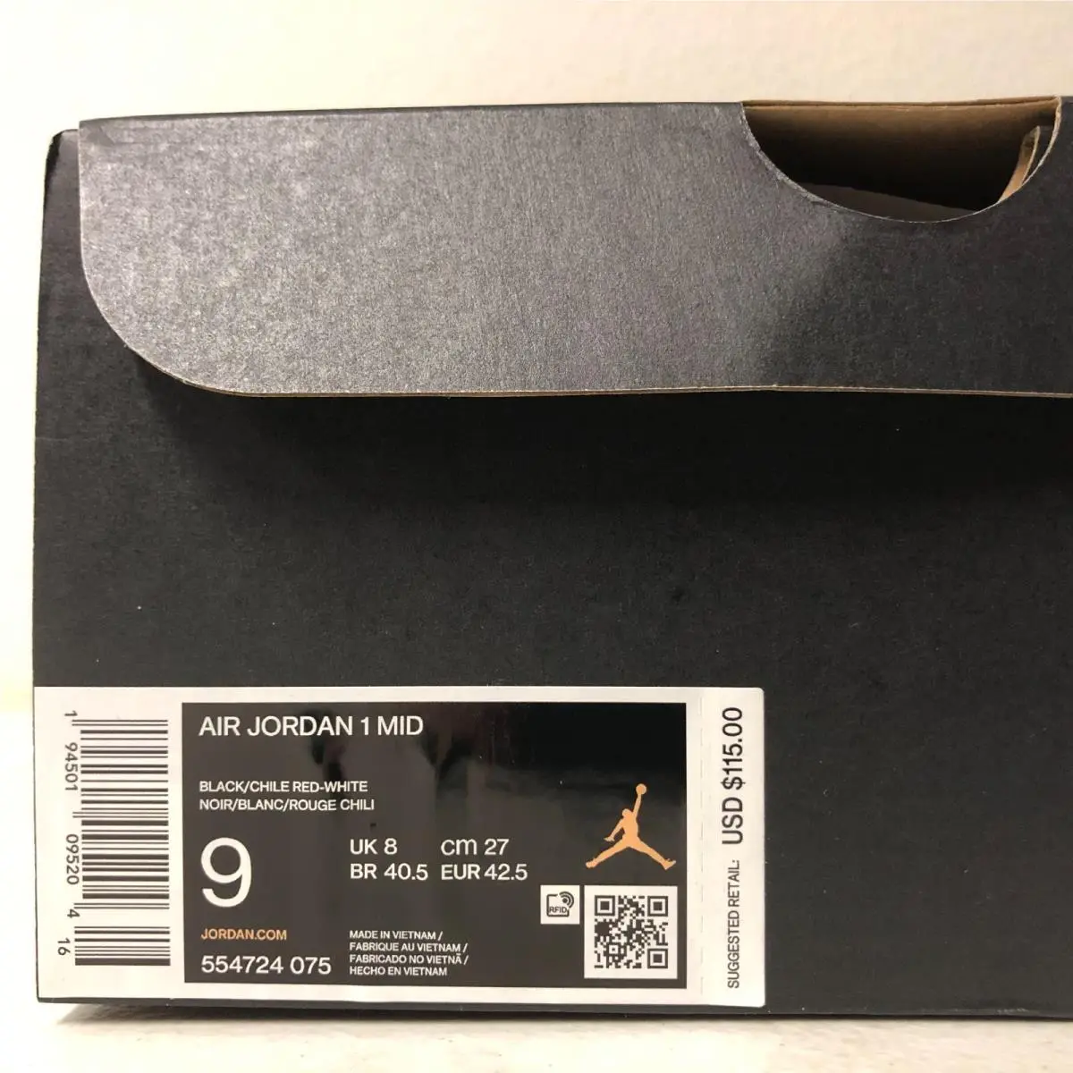 Nike shoes - Air Jordan 1 Mid - Air Mid - 554724-075 - Black/Chile Red-White (UPC: 194501095204) 6