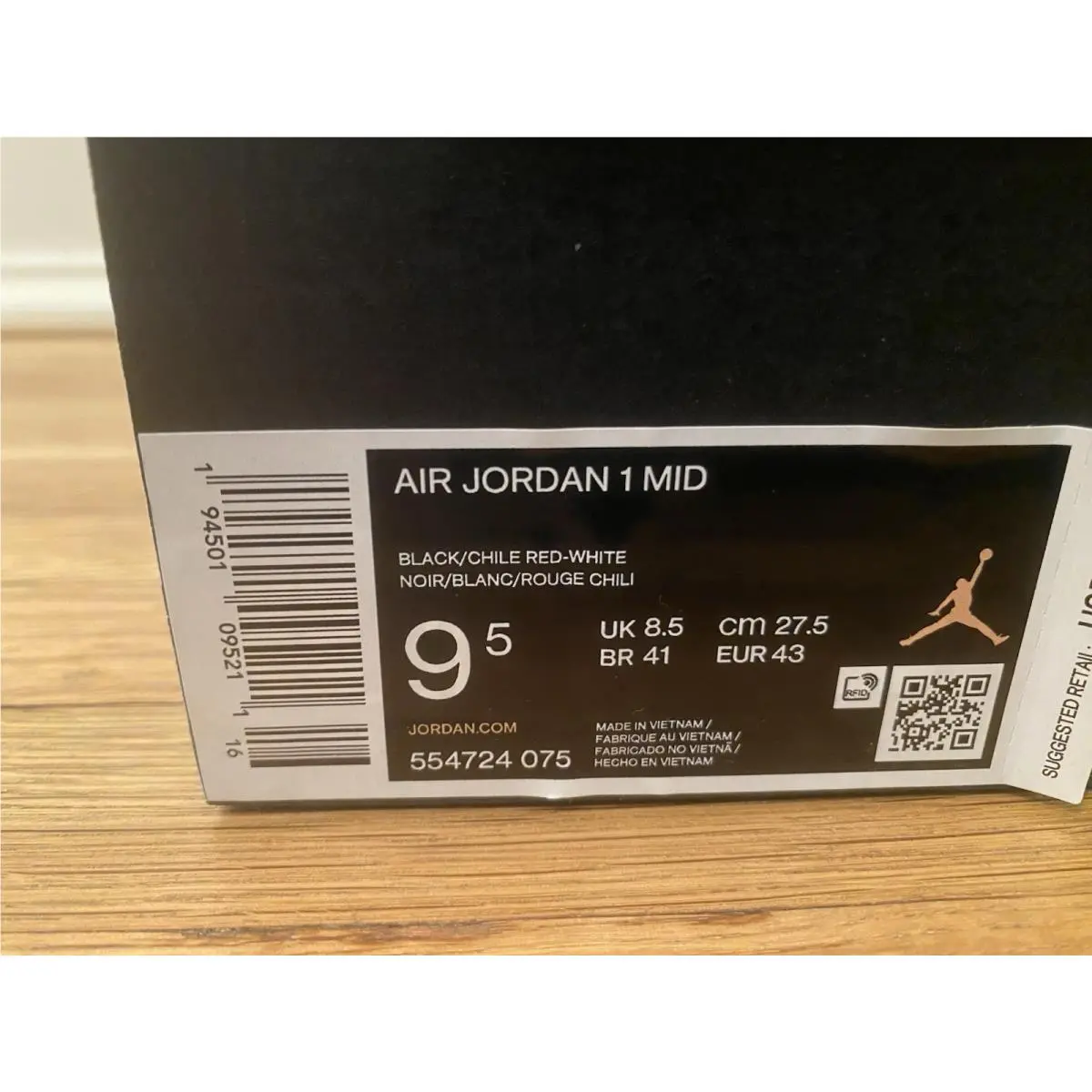 Nike shoes - Nike Air Jordan 1 - Air - 554724075 - White/Black/Red 8