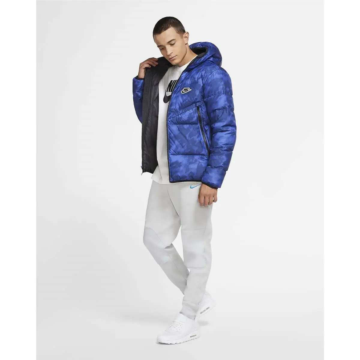 Nike Men`s Sportswear Down-fill Windrunner Jacket Blue Sz XL CU4406-492