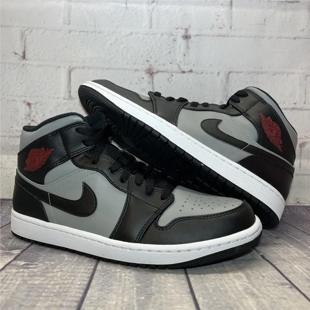 Nike Jordan 1 Mid Black Gym Red Grey Shoes 554724-096 Men`s Size 9.5