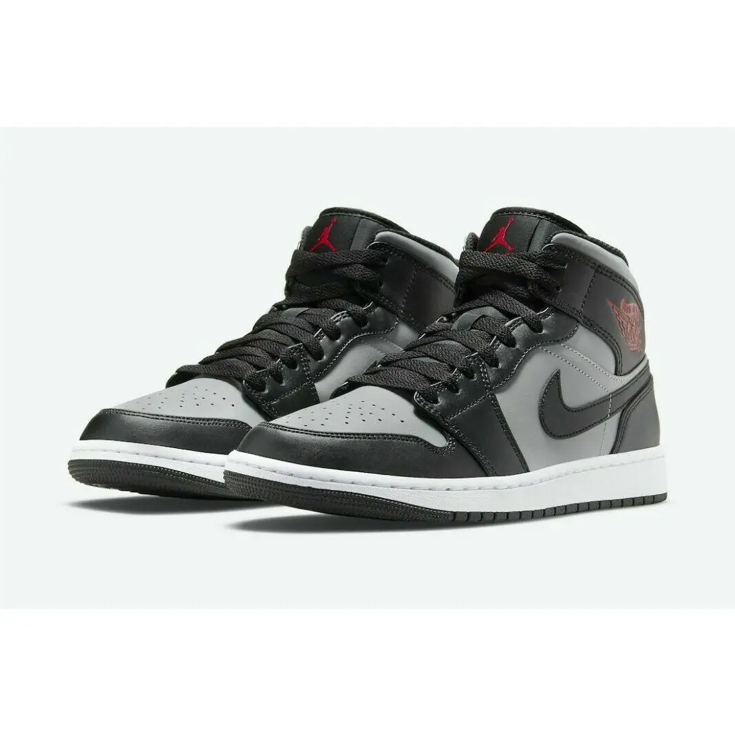 Air Jordan 1 Mid Men`s Size 10 Black/gym Red-particle Grey 554724-096