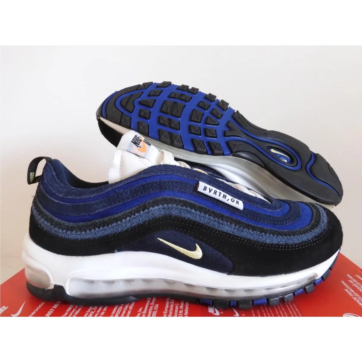 Nike Air Max 97 SE Black-lt Zitron Blue Running Club Mens Sz 9 DH1085-001