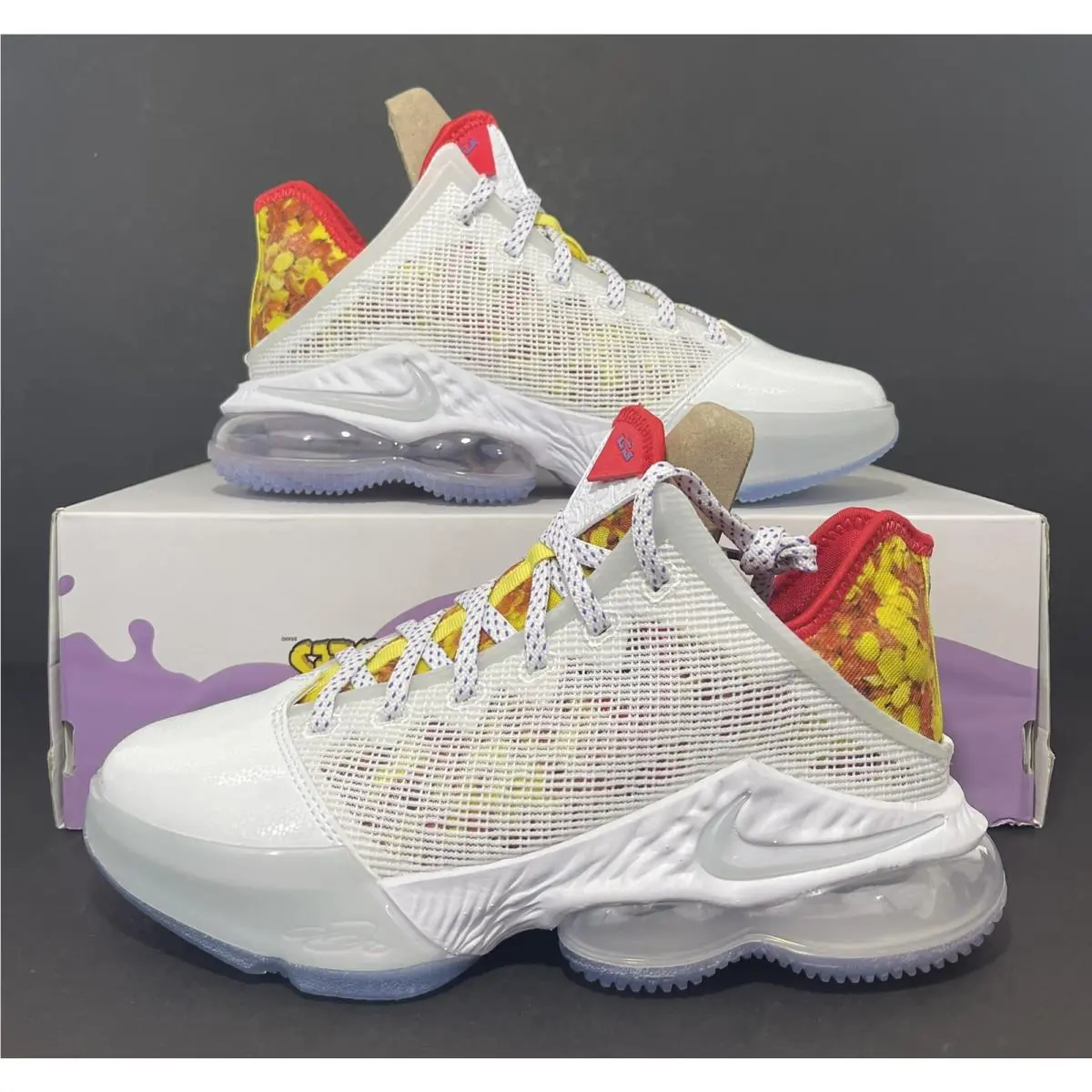 Nike Lebron Xix 19 Low Magic Fruity Pebbles White-yellow SZ 8.5 DQ8344-100