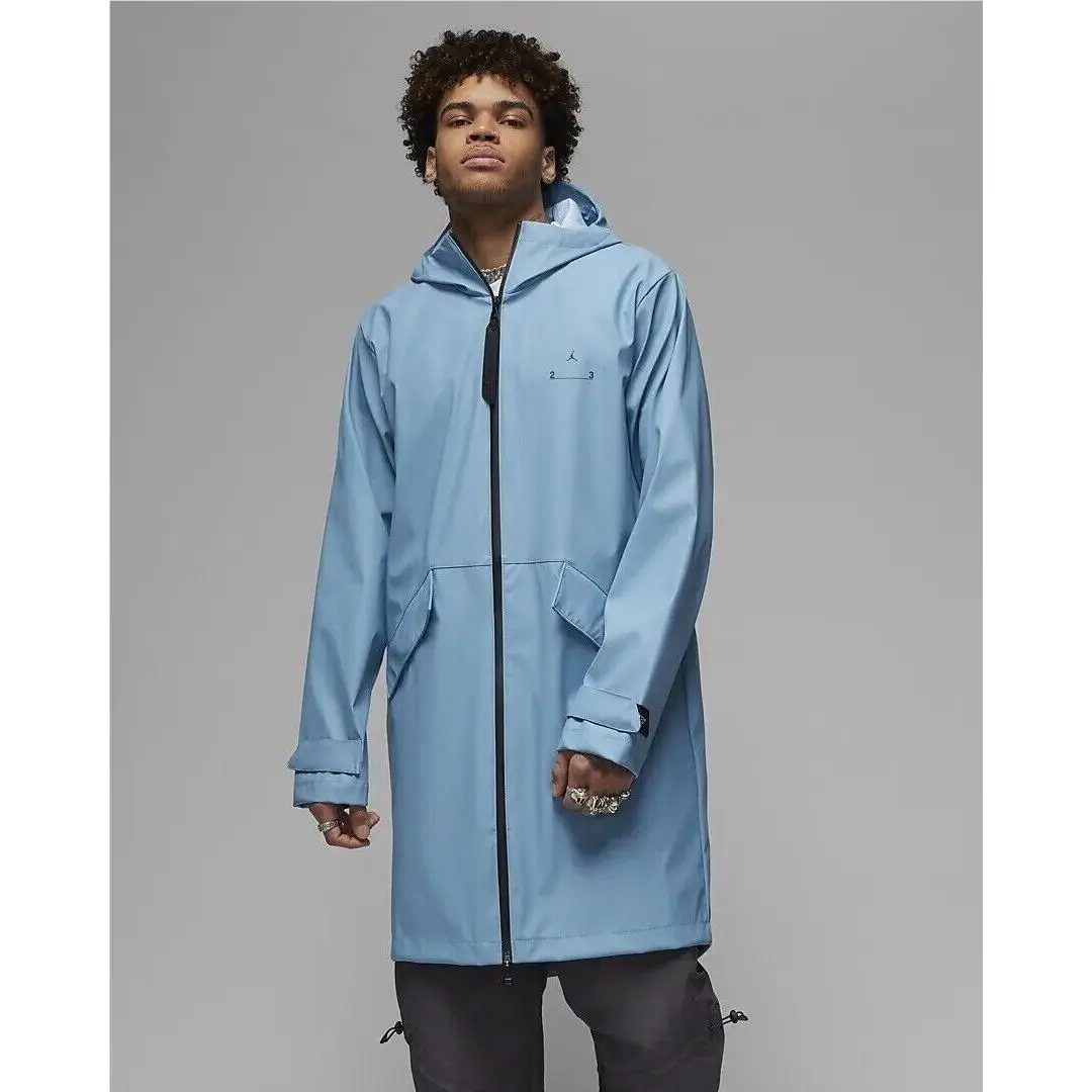 Nike Jordan 23 Engineered Trench Jacket Rain Coat Carolina Blue 2XL DV7691-427
