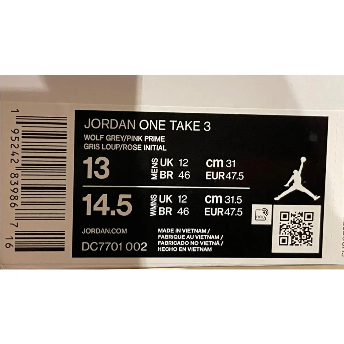 Nike shoes - Air Jordan One Take 3 - DC7701-002 - Gray (UPC: 0195242839867) 5