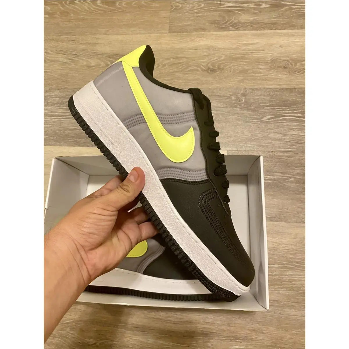 Nike shoes - Nike Air Force 1 ID - DN4164-991 - Black-Light Volt-Metallic Grey (UPC: 195238095864) 8