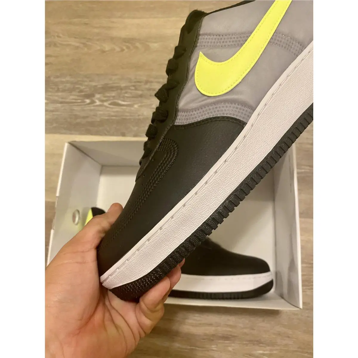 Nike shoes - Nike Air Force 1 ID - DN4164-991 - Black-Light Volt-Metallic Grey (UPC: 195238095864) 2