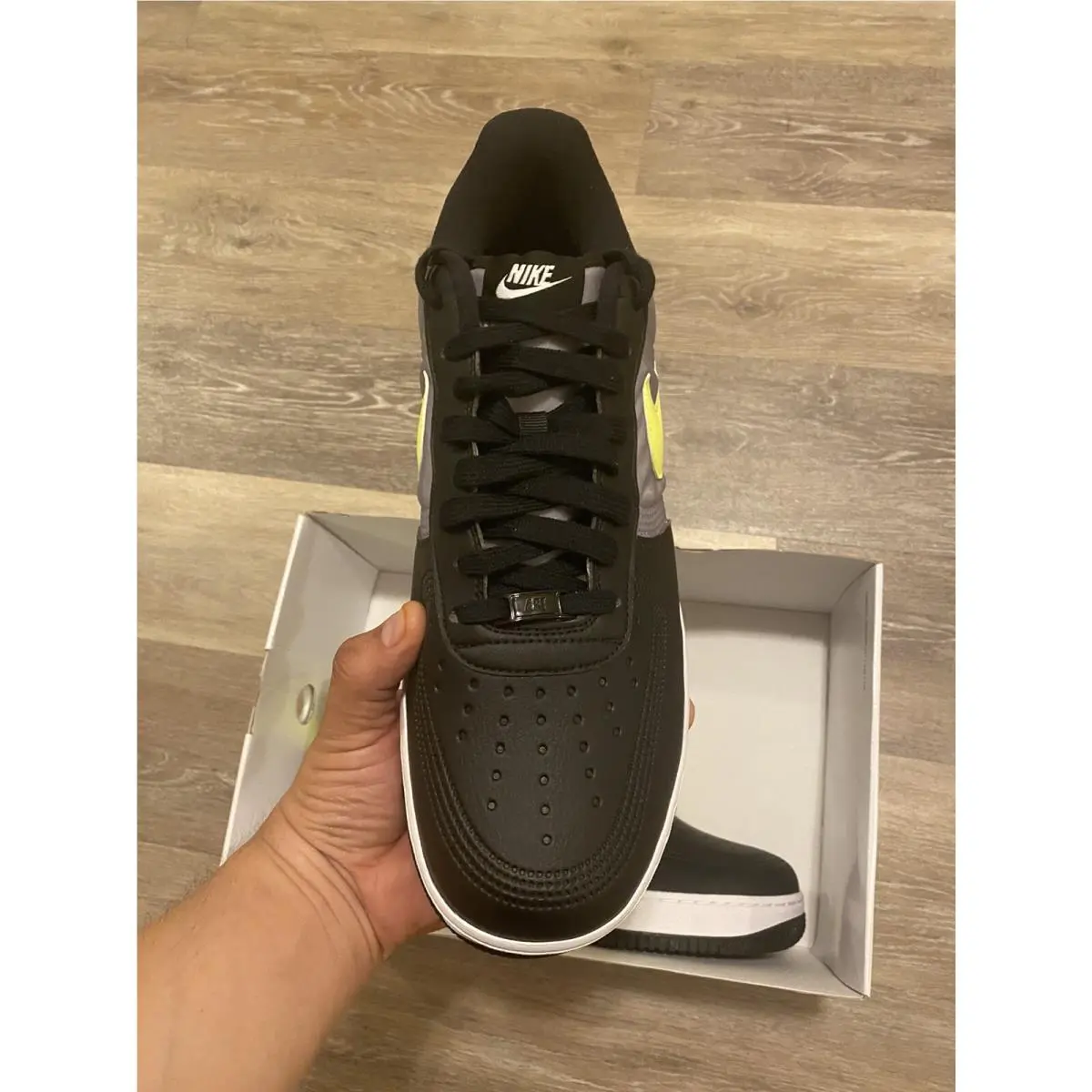 Nike shoes - Nike Air Force 1 ID - DN4164-991 - Black-Light Volt-Metallic Grey (UPC: 195238095864) 4