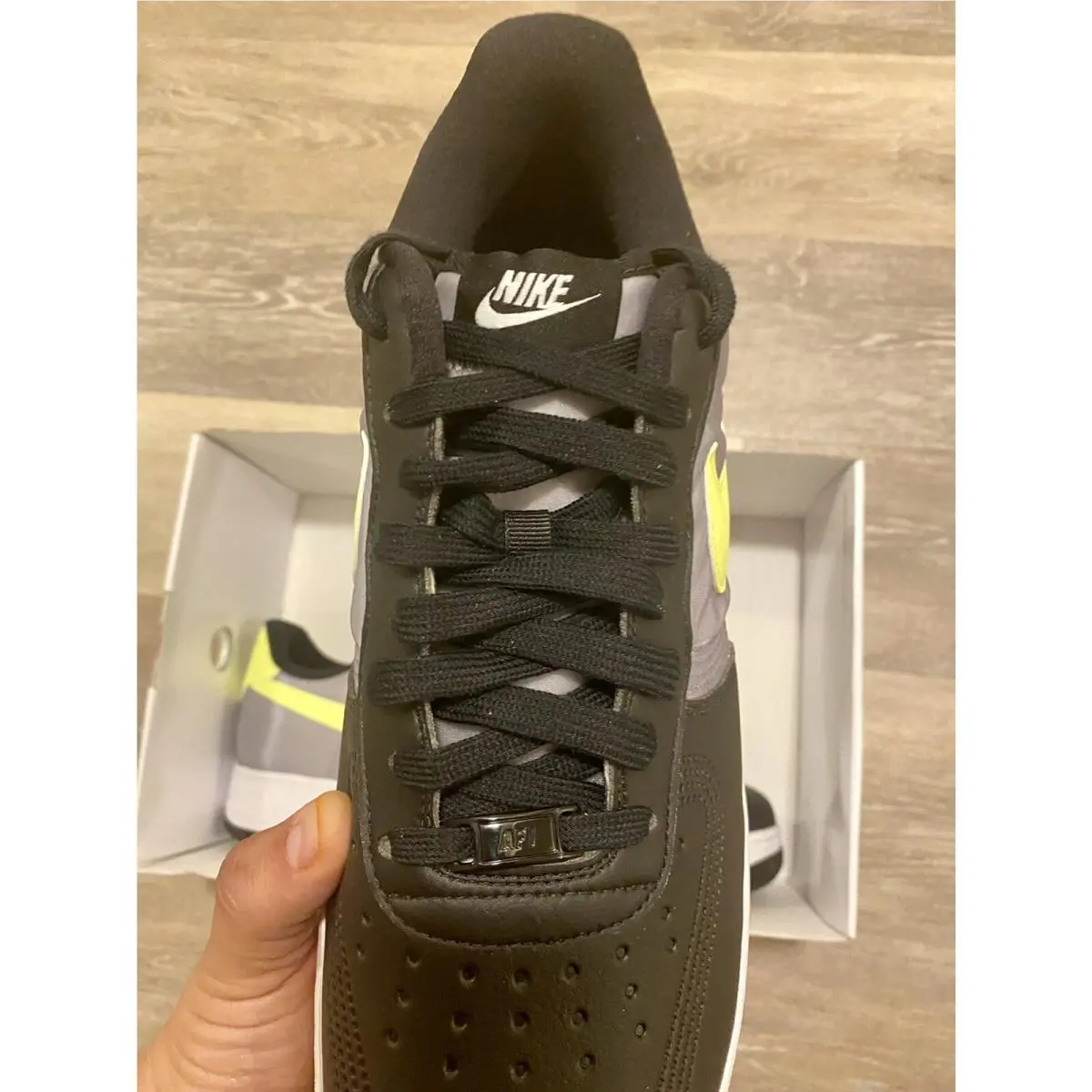 Nike shoes - Nike Air Force 1 ID - DN4164-991 - Black-Light Volt-Metallic Grey (UPC: 195238095864) 6